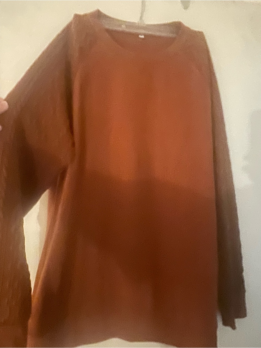 Women's Long Sleeve Rust Crewneck baseball style fit Top